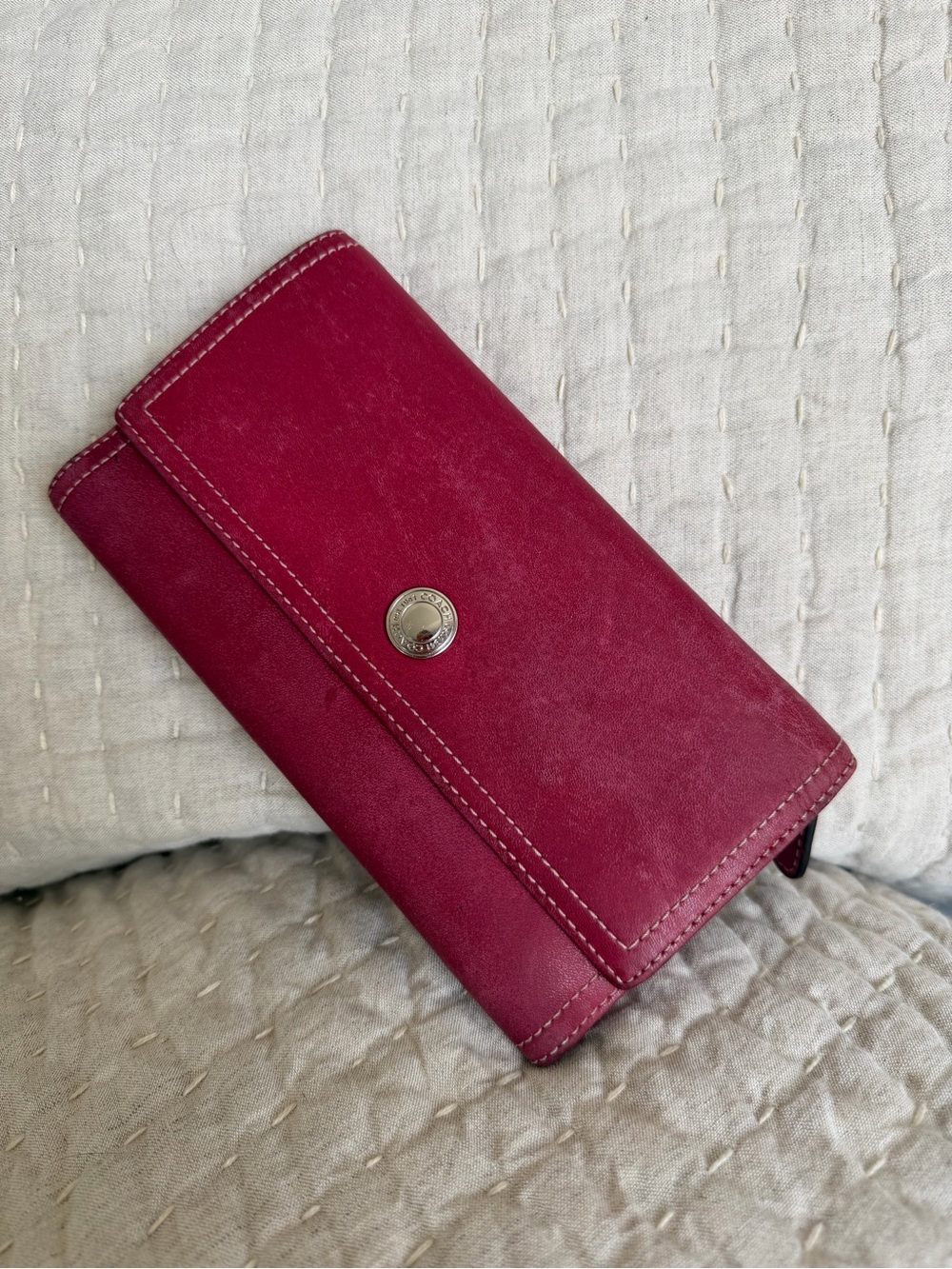 Coach Leather Envelope Wallet - Magenta Pink 8x5